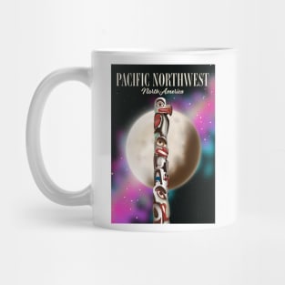 Pacific Northwest Totem pole travel poster Mug